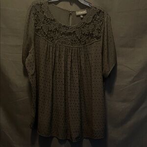 Lane Bryant Black Textured Lace Top